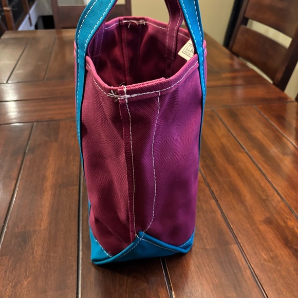 L.L. Bean Vintage 90’s Boat and Tote Canvas Bag No Monogram Magenta & Teal Med - Picture 5 of 14